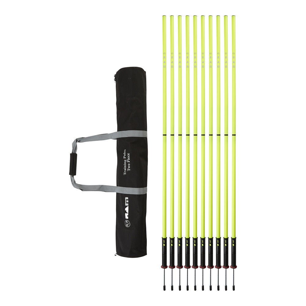 Ram Rugby 10-pack two piece training poles set with flexible rubber bases and removable spikes for versatile sports drills