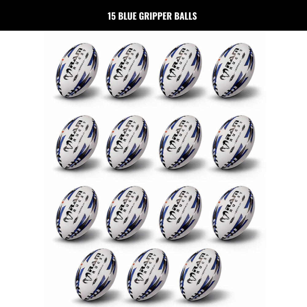 Ram Rugby Gripper 2.0 Pro Trainer - Pack de 15 ballons de rugby et 2 sac