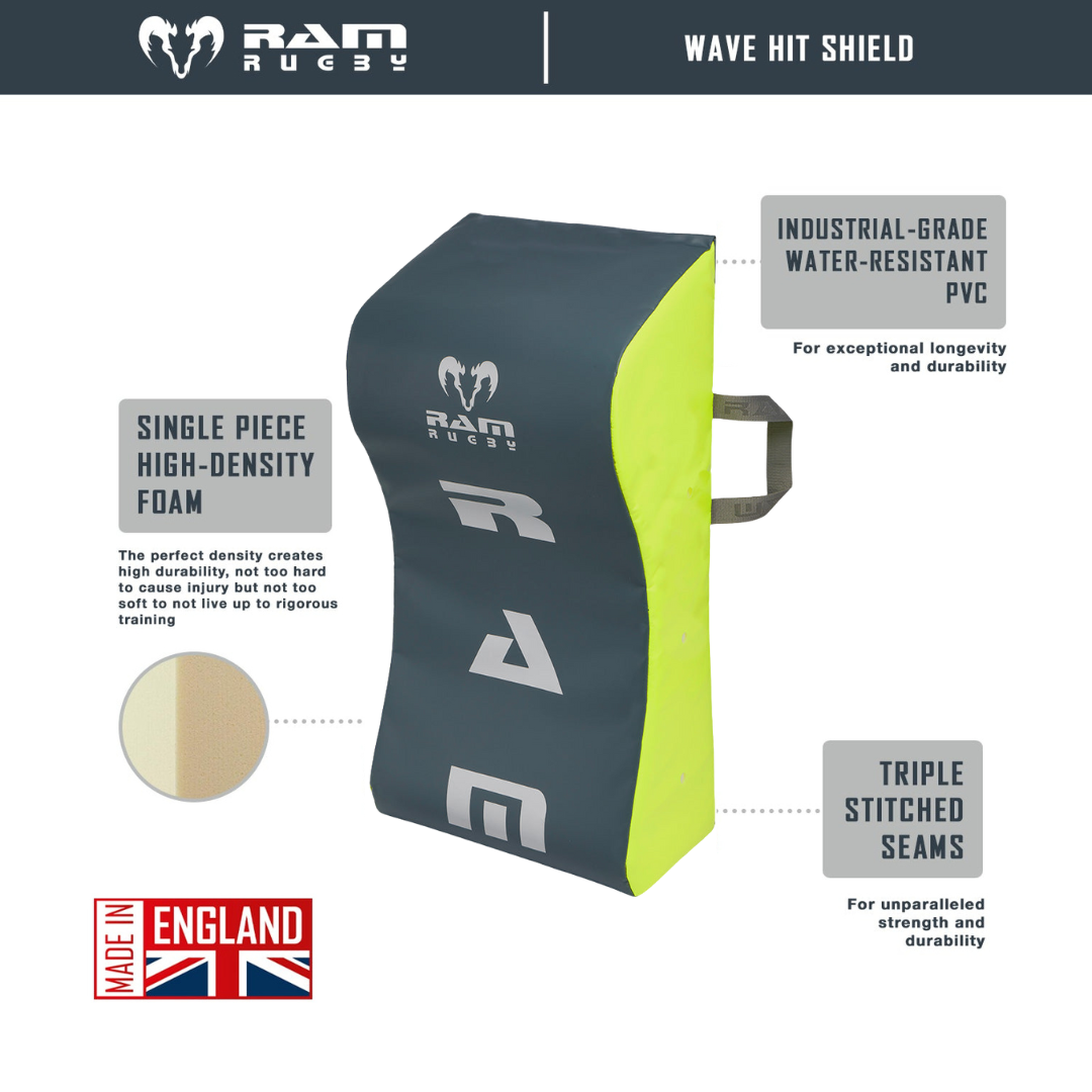Tapis de réception de rugby Ram Rugby Wave Hit Shield Medium en mousse haute densité