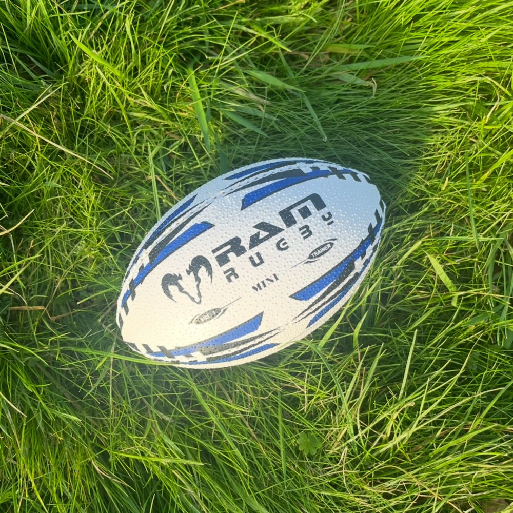 Blue Ram Rugby Mini Rugby Ball 15cm Size 1, durable air-filled kids fun toy for training and promotional giveaways