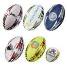 Ram Rugby custom match and training rugby balls with branded ball bags in black and white for team sponsorships