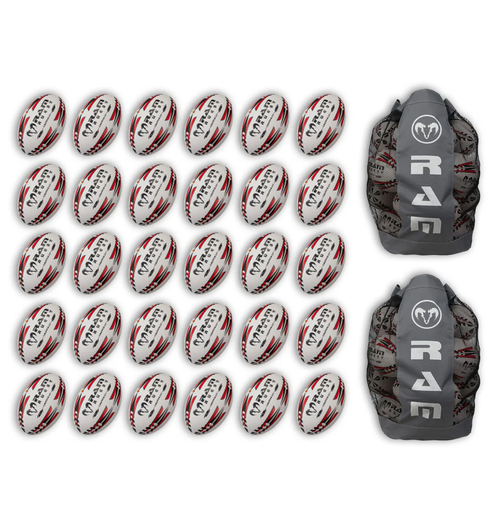 Ram Rugby Gripper 2.0 Pro Trainer - Pack de 30 ballons de rugby et 2 sacs