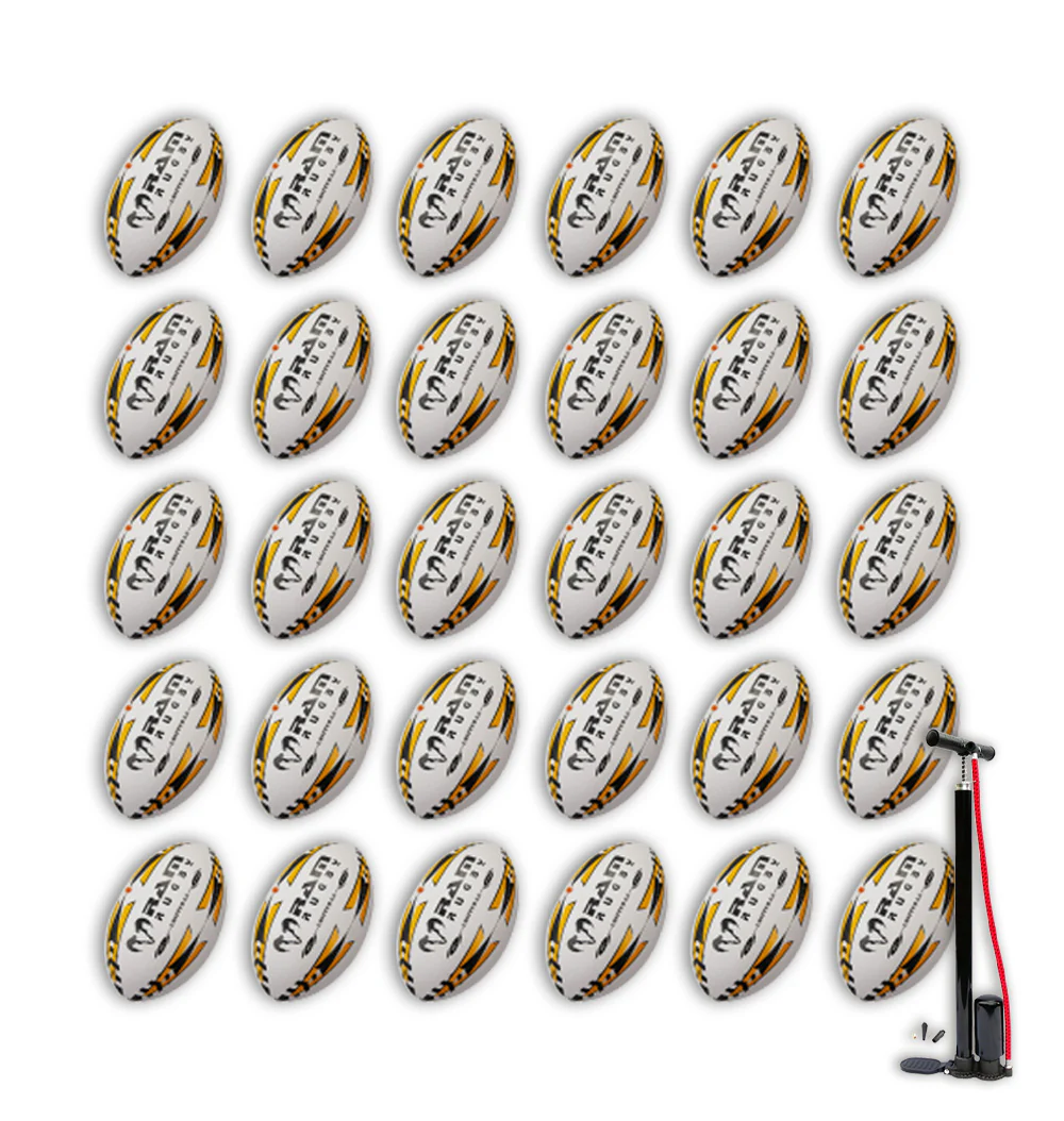 Ram Rugby Gripper 2.0 Pro Trainer - Pack de 30 ballons de rugby et 2 sacs