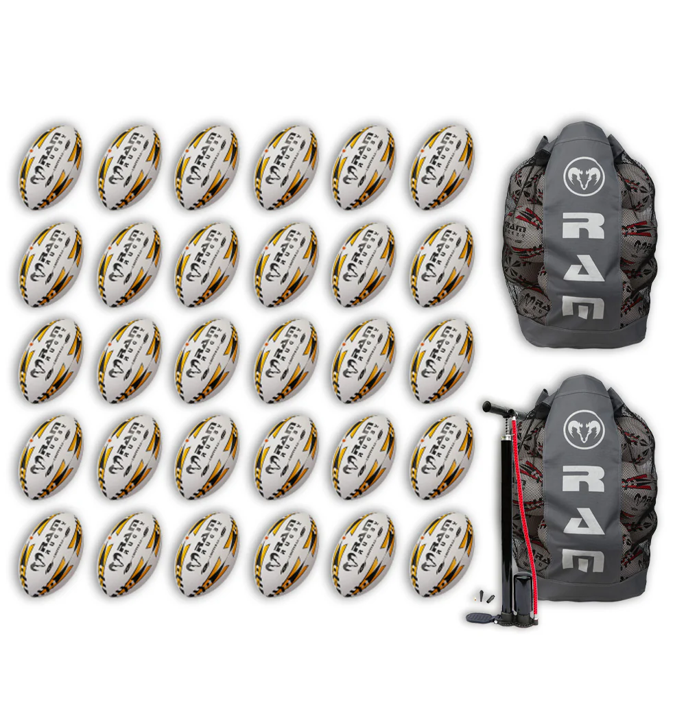 Ram Rugby Gripper 2.0 Pro Trainer - Pack de 30 ballons de rugby et 2 sacs