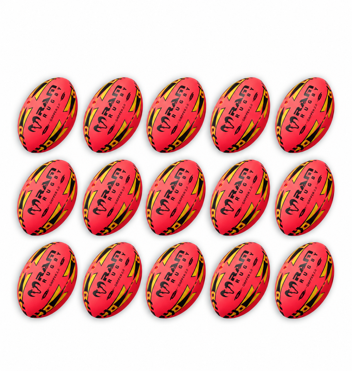 Ram Rugby Gripper 2.0 Pro Trainer Pallone Neon Rosa Bundle 15 Palloni 1 Borsa