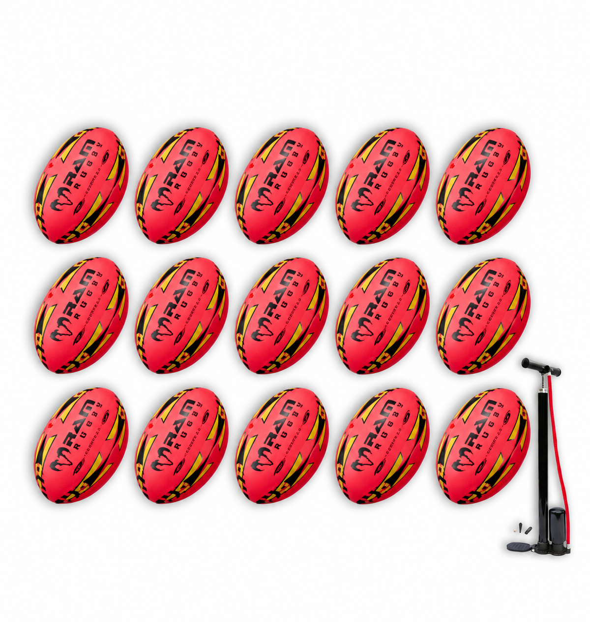 Ram Rugby Gripper 2.0 Pro Trainer Rose Néon - Pack de 15 balles et 1 sac