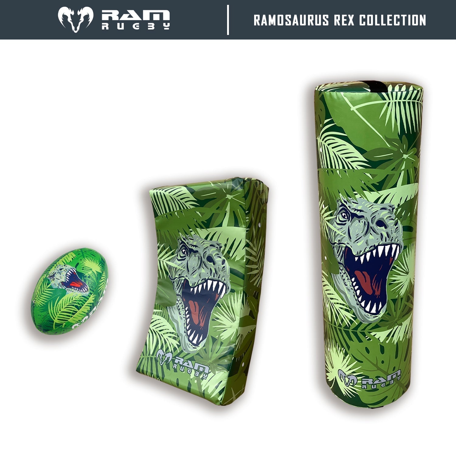 Ram Rugby Animal Design Squad Trainer rugby ball in vibrant colors with 3D grip, durable for all ages training sessions