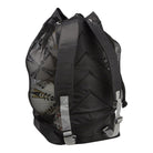 Ram Rugby breathable backpack ball bag with black mesh side panels, drainage holes, padded straps, and rucksack style design