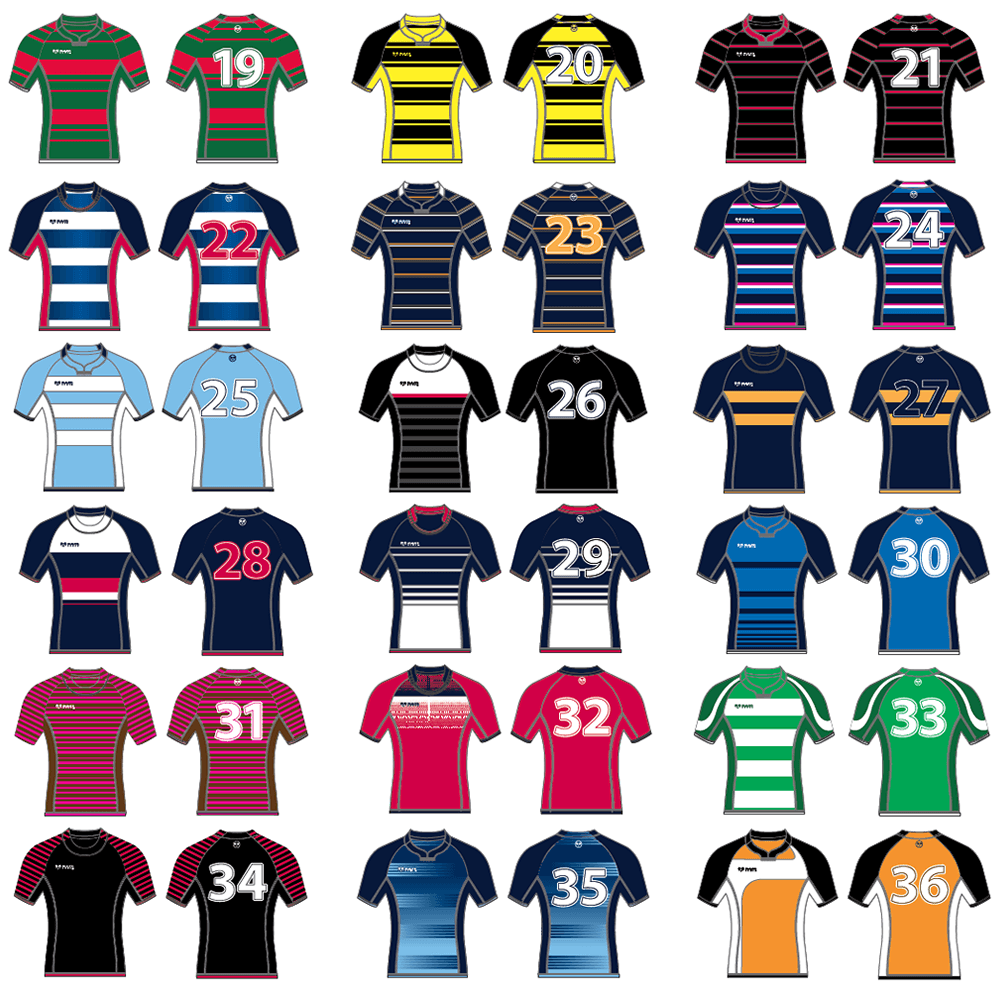 Ram Rugby Challenger Sublimated rugby shirt in mid-stretch diamond knit fabric showcasing durable, contoured fit design.