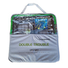 Crazy Catch Upstart 2.0 portable rebound net in use, double-sided black mesh for hand-eye coordination training outdoors