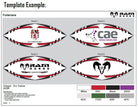 Custom printed Ram Rugby Victor Raider Touch match balls in white with red and black branding, 8-week delivery option.