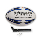 Ram Rugby Gripper 2.0 Pro Trainer Ball in junior size with 3D grip texture and durable polycotton rubber laminate design