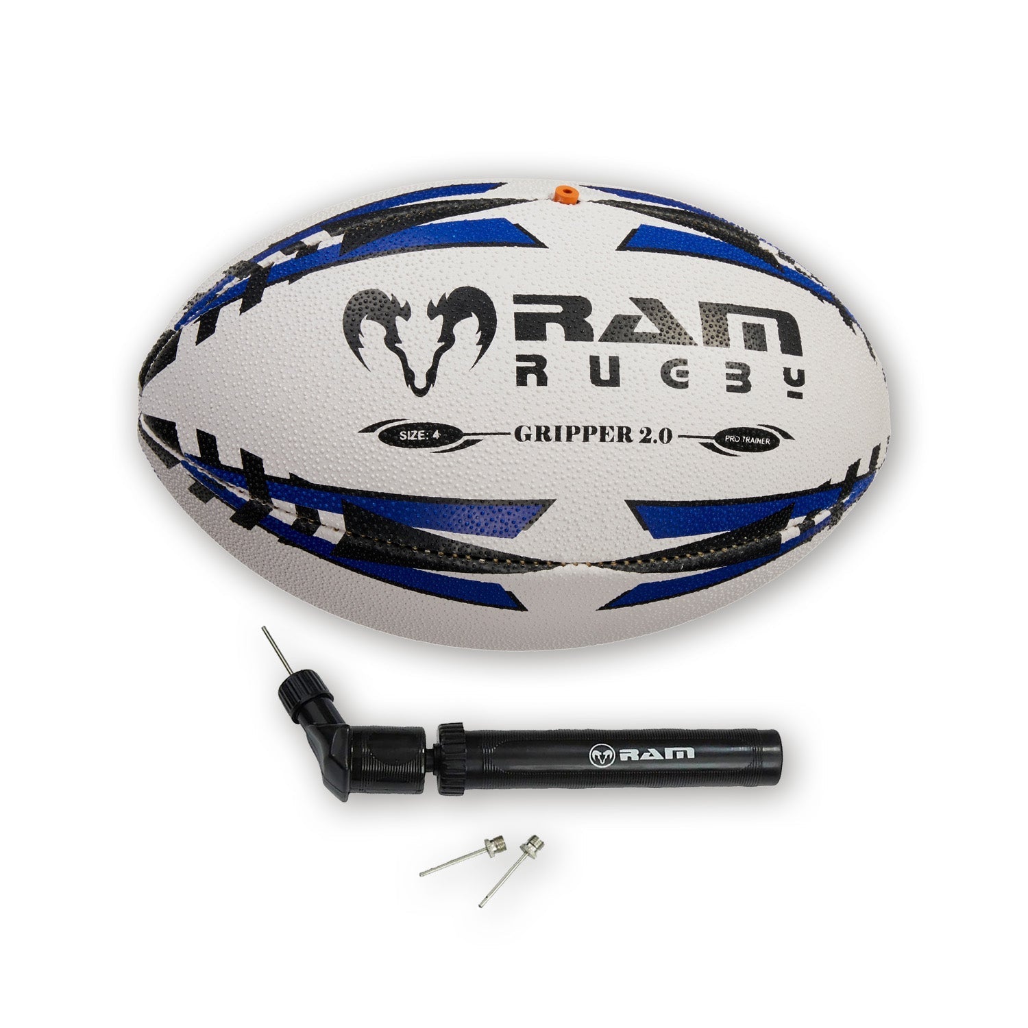 Ram Rugby Gripper 2.0 Pro Trainer Ball in junior size with 3D grip texture and durable polycotton rubber laminate design