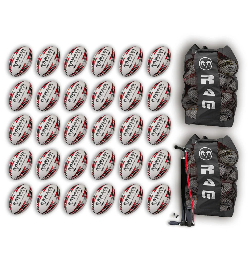 Ram Rugby Gripper 2.0 Pro Trainer - Pack de 30 ballons de rugby et 2 sacs