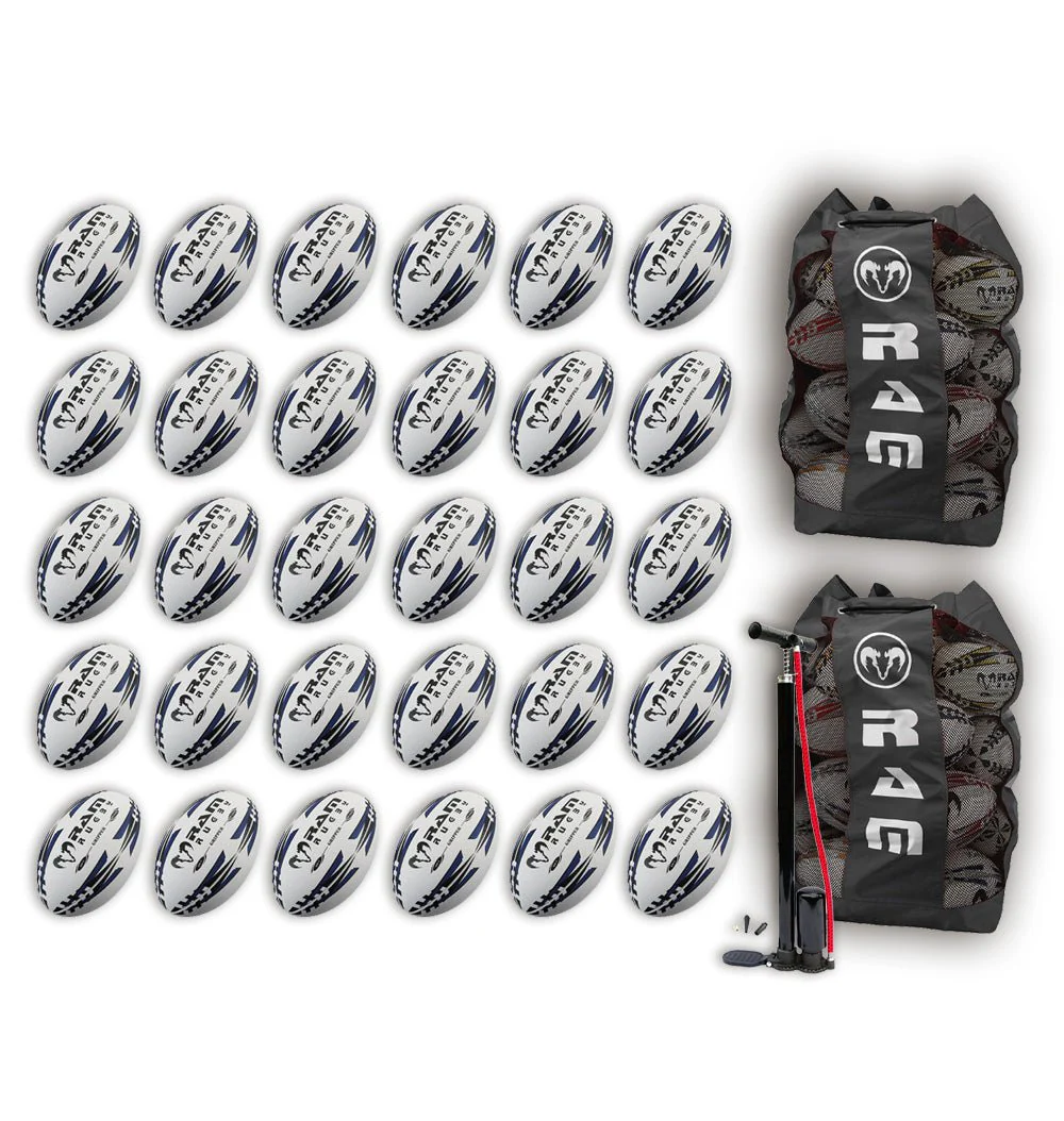Ram Rugby Gripper 2.0 Pro Trainer - Pack de 30 ballons de rugby et 2 sacs