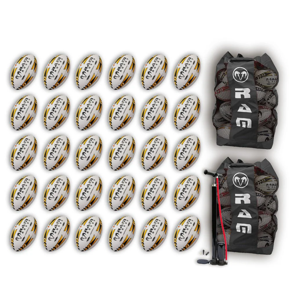 Ram Rugby Gripper 2.0 Pro Trainer - Pack de 30 ballons de rugby et 2 sacs