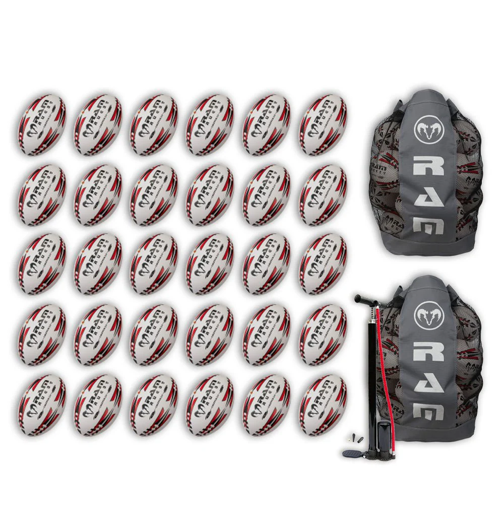 Ram Rugby Gripper 2.0 Pro Trainer - Pack de 30 ballons de rugby et 2 sacs
