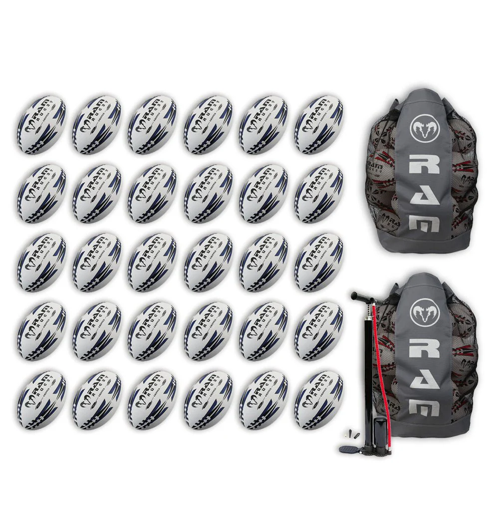 Ram Rugby Gripper 2.0 Pro Trainer - Pack de 30 ballons de rugby et 2 sacs