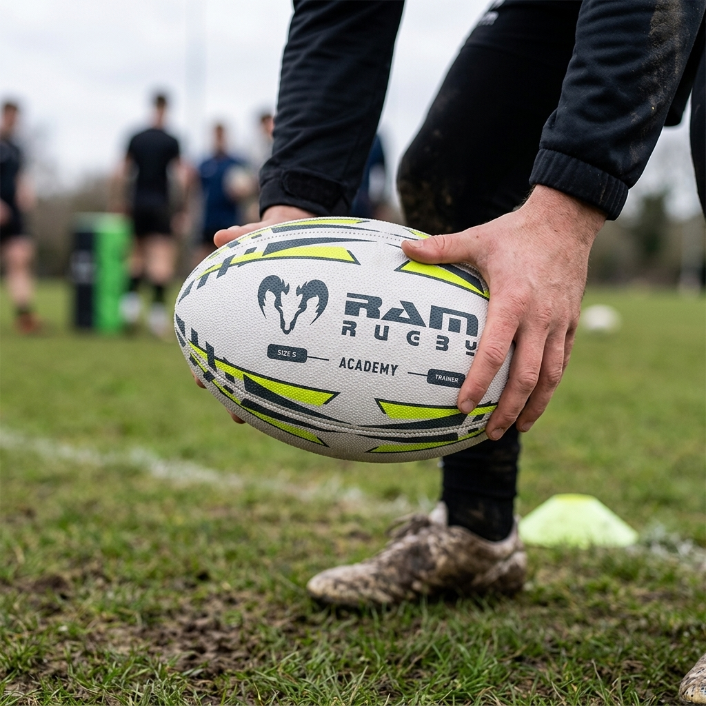 Pallone da allenamento Ram Rugby Academy Trainer per giovani, misure 3 e 4