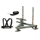 Ram Rugby Power Sled with adjustable harness and weighted base for indoor rugby fitness and athletic power training exercises