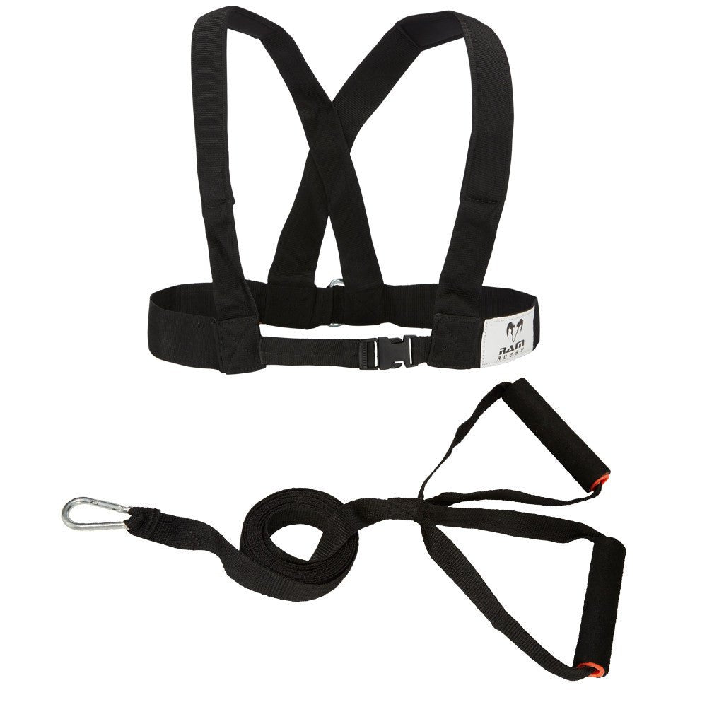 Ram Rugby Power Speed Resistor pairs resistance training equipment with heavy-duty harness and webbing strap for leg strength building