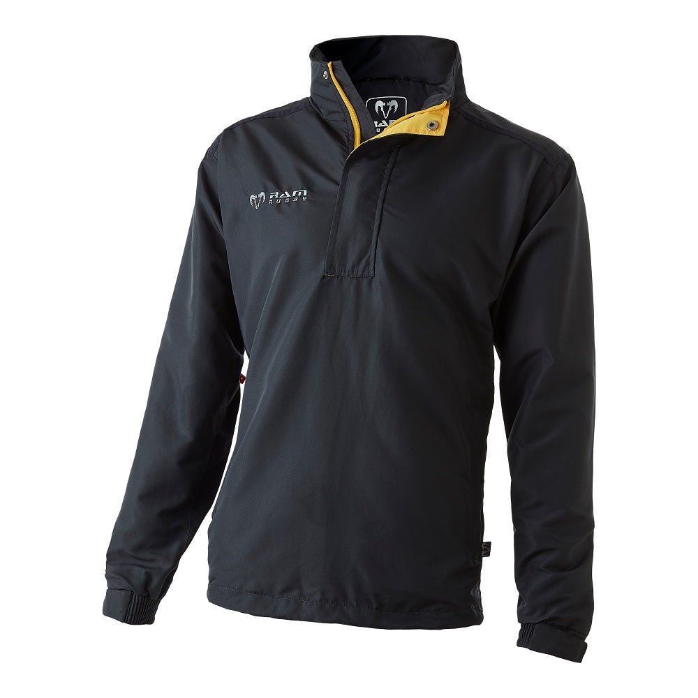 Ram Rugby 1/4 Zip Smock Top in charcoal, durable breathable rugby shirt with mesh lining and standard fit for sports performance