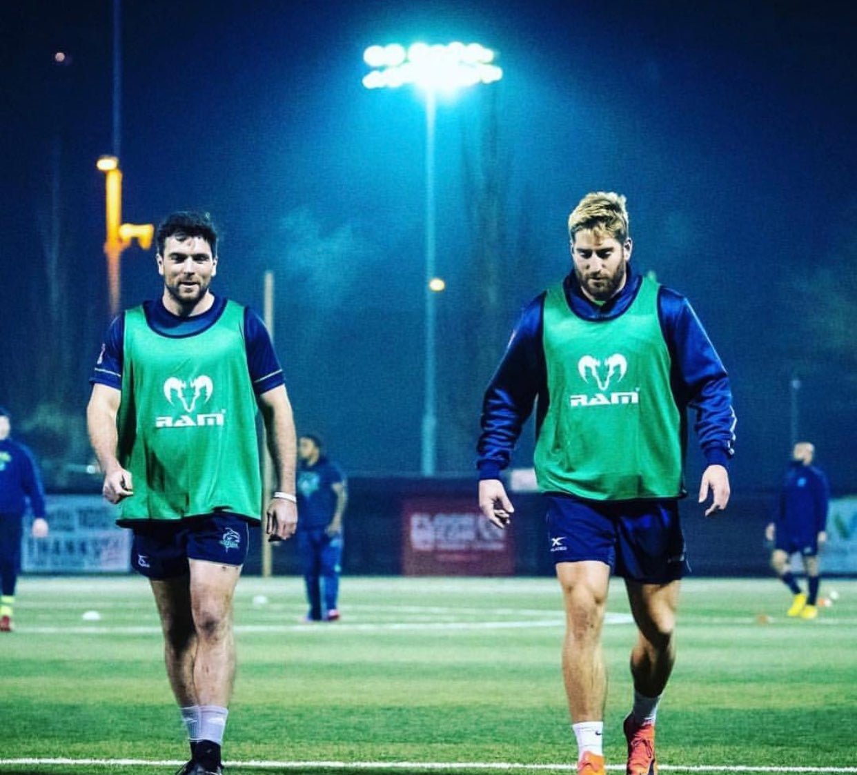 Ram Rugby reversible contact training bibs set of 10 in green and yellow, durable acrylic for rugby practice sessions