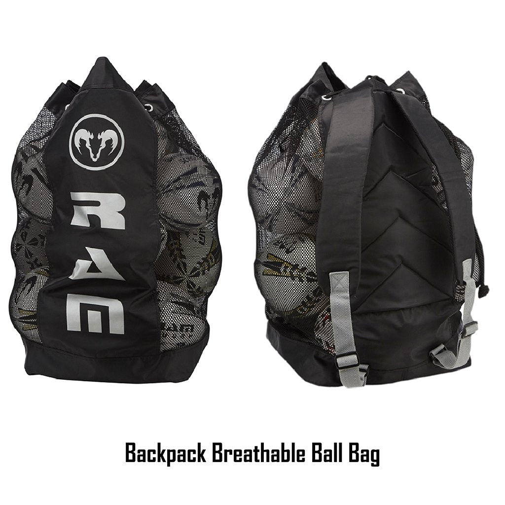 Ram Rugby Squad Trainer Ball Bundle showing 30 black and white size 5 rugby balls and two large breathable storage bags